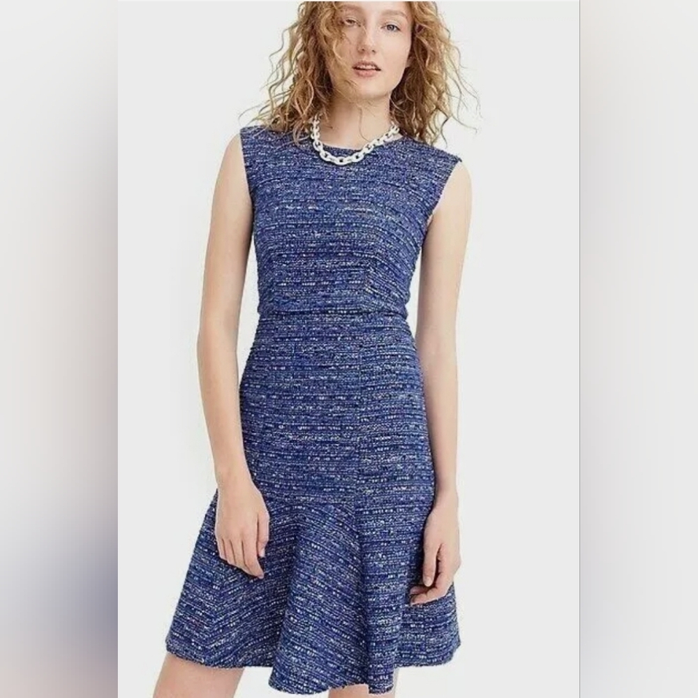 J. CREW Cobalt Blue Tweed  Midi Dress/size 6